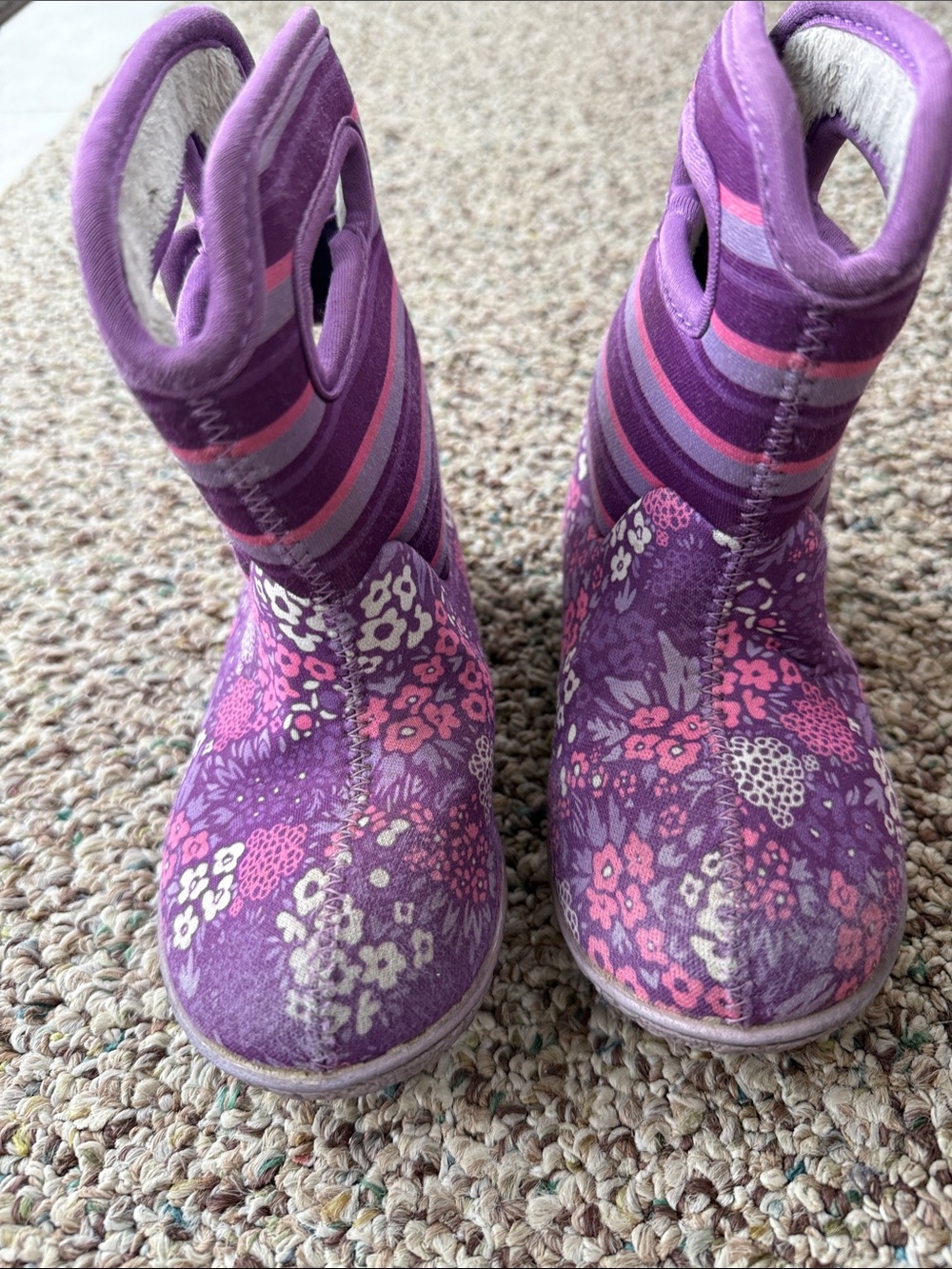 Western Chief Purple and Pink Floral Kids Rain Boots